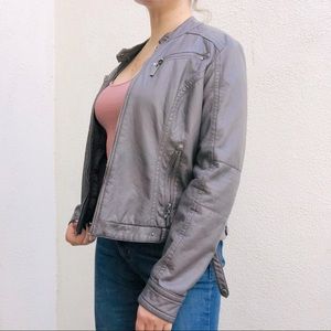 dark grey faux leather jacket